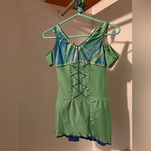 Green and blue figure skating Dress